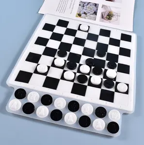 Y284 uluslararası satranç tahtası silikon kalıp 3D satranç taşları epoksi reçine silikon kalıp