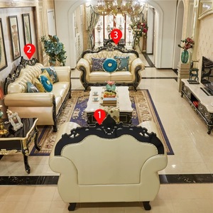 Châu Âu da chính hãng <span class=keywords><strong>sofa</strong></span> <span class=keywords><strong>Set</strong></span> rắn khung gỗ với tay khắc thủ công cho căn hộ phòng khách sạn và biệt thự - Product Image 4