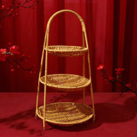 Handgeweven PP rotan eco-vriendelijke waterdichte meerlaagse snack- & fruitmand voor theeceremonie, huis en woonkamer