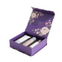 Boîtes cadeaux rigides magnétiques de luxe personnalisées pour parfums, designs violets, boîtes cadeaux vides avec fermeture magnétique et mousse.