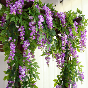 Guirlandes artificielles de glycine Hua Qianyun, fleurs en soie réalistes, décoration suspendue pour mariage, maison, décoration de plafond - Product Image 1