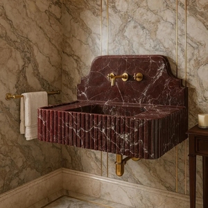 Wastafel Kamar Mandi Marmer Newstar Custom Rosa Levanto, Wastafel Marmer Rosso Lepanto, Wastafel Marmer Model Vessel - Product Image 5