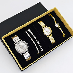 <span class=keywords><strong>Set</strong></span> de Reloj para Mujer, 2 Piezas, Reloj de Cuarzo con 3 Pulseras de Diamantes de Imitación, Esfera Redonda, Caja de Aleación, <span class=keywords><strong>Set</strong></span> de Regalo al por Mayor - Product Image 3