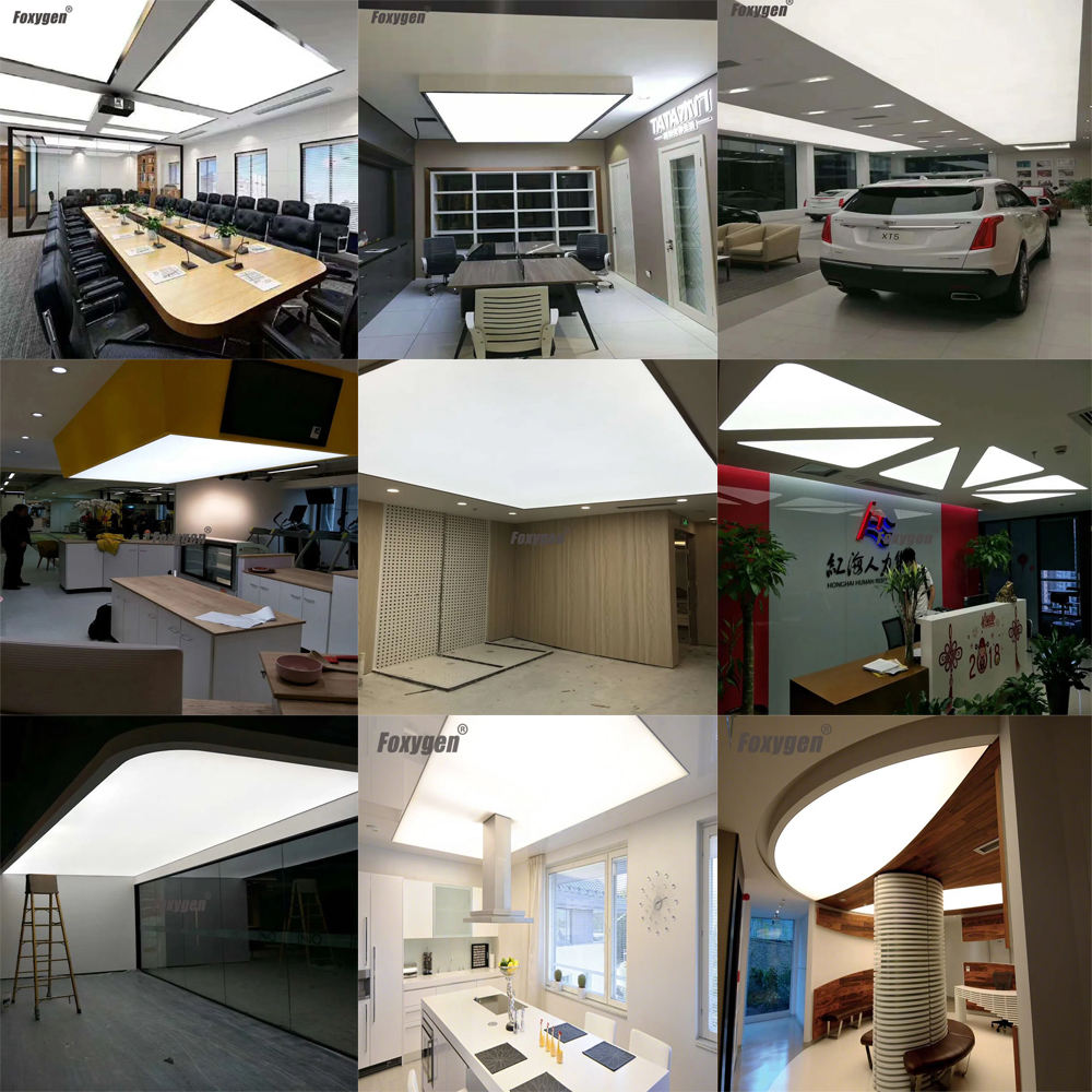 Techo tensado translúcido blanco.