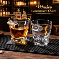 Verre à shot de whisky en cristal sans plomb, mini carré, avec logo personnalisé, design de luxe pour cadeaux d'affaires haut de gamme et décoration de bar à domicile