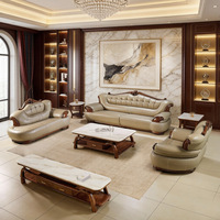 Ebenholz-Leder U-förmiges Sofa-Set Modernes Neues Chinesisches Design Hochwertiges Wohnzimmer-Sofa Villen Walnussfarbenes Massivholz