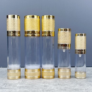 Factory Supplier Empty Airless Lotion <b>Bottle</b> 15ml 30ml 50ml Screw Cap Gold Airless <b>Pump</b> <b>Bottle</b> for Cosmetic Packing - Product Image 3