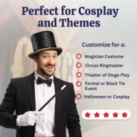 Chapeau de magicien SOLPOP Lincoln Gentleman 13cm Jazz Top brillant pour hommes et femmes, idéal pour Halloween, fêtes costumées et spectacles de magie