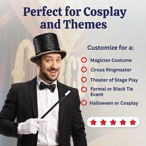 Sombrero de mago SOLPOP Lincoln Gentleman de 13 cm, estilo jazz, brillante, <span class=keywords><strong>para</strong></span> <span class=keywords><strong>hombre</strong></span> y mujer, ideal <span class=keywords><strong>para</strong></span> cosplay, Halloween, fiestas, actuaciones de magos. - Product Image 4