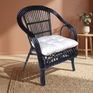 Hagiya Rattan Modern White <b>Armchair</b> Tufted Foam Filled Cushion Tapered Leg Woven Outdoor/Indoor Lounge Chair for Living Room - Product Image 3