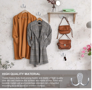 Double Pin SS202 Stainless Steel Modern Wall Mounted Heavy Duty Rustproof Door Towel Hanger Premium Quality PROMIXO - Product Image 6