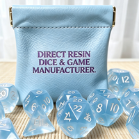 Jeu de dés en résine lisse bleu, violet et crème, 7 pièces, pour jeux de société, cadeau délicat