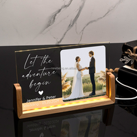 Affichage personnalisé de photo de mariage, cadre photo acrylique avec lumière LED, cadeaux de mariage personnalisés