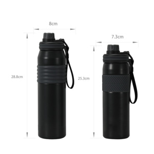 Cá nhân 600ml 900ml đôi tường thép không gỉ <span class=keywords><strong>Flask</strong></span> với dây đeo và Silicone <span class=keywords><strong>Grip</strong></span> trực tiếp uống du lịch chai - Product Image 2