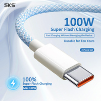 Câble de charge rapide Type C 100W, câble de charge USB Type C vers USB tressé en nylon, câble USB-C tressé à charge rapide pour ordinateurs portables