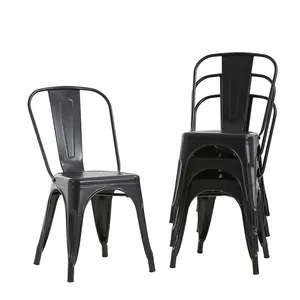 כיסא חיצוני מסעדה אוכל כיסא מתכת צרפתי וינטג' רטרו תעשייתי מתכת ברזל כיסא וינדזור למרפסת גן
