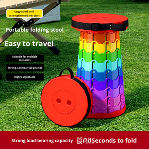 Tabouret pliable télescopique rond en PP rétractable pour le camping et les pique-niques en plein air - Product Image 5