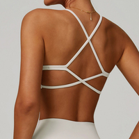 Soutien-gorge de sport tendance à fort impact, décolleté plongeant, avec logo personnalisé, pour femme, dos croisé, idéal yoga