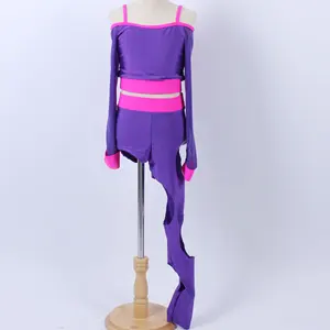 Dance Leotards Women Girls Women Elegant Practice Dance Wear Lyrical Dance Leotard Purple A Trouser Leg Stage Performance Yoga Dance Catsuit