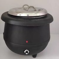 Calentador de Sopa Eléctrico de 10L con Tapa de Acero Inoxidable, Temporizador Mecánico de 6-8 Horas, Capacidad para Equipo de Restaurante