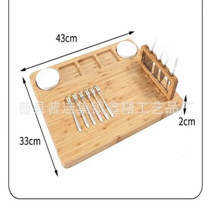 Tabla de cortar de bambú para fiestas y uso doméstico; plato de queso de madera; juego de cuchillos; tabla para pizza y bistec; tabla para presentación de frutas. - Product Image 5