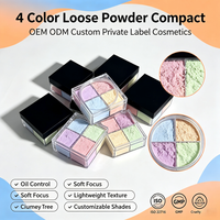 Poudre Libre Atomique Mini Format 4 Couleurs Contrôle Sébum Imperméable Portable Quad Poudre Libre Marque Privée OEM ODM