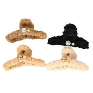 Pinza para el pelo de felpa con perlas de 15 cm para mujer, uso diario, estilo otoño-invierno - Product Image 5