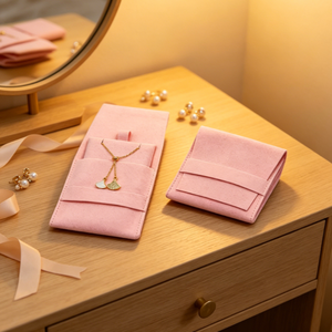 Bolsa de Almacenamiento de Joyas Plegable y Portátil, Bolsa de Microfibra Suave para Collares, Color Rosa, para Empaque de Regalos en Joyerías, Venta al Por Mayor - Product Image 4