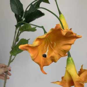 Artificial Faux <span class=keywords><strong>Datura</strong></span> Trompete Flor Pendurado Branco Real Toque Látex <span class=keywords><strong>Datura</strong></span> Flor para Decoração Home - Product Image 1