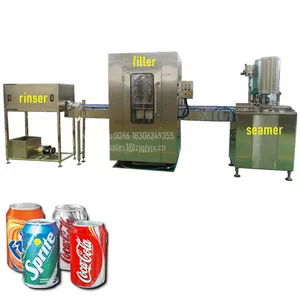 Pequeña línea de enlatado Soda, sistema de enlatado de bebidas Planta Llenadora de latas Selladora