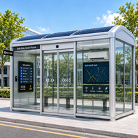 Abri de bus intelligent pour ville connectée avec écran LED, boîte lumineuse publicitaire, affichage d'informations publiques et logiciel Cloud
