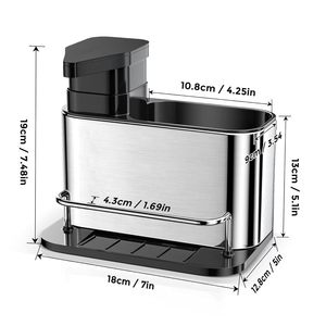 Stainless Steel Tidy Sink Organizer <b>Kitchen</b> Soap Pump and Sink <b>Caddy</b> - Product Image 2