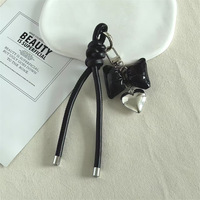 Gantungan Kunci Tali Kulit Kepang Korea Fashion Bow for Love, Ornamen Gantung Lucu, Liontin Tas, Gantungan Kunci