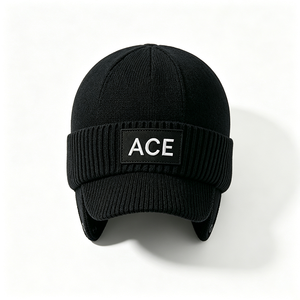 Men Winter Knit Trooper <b>Hat</b> Brim Thick Thermal Ear Flap Cap Windproof Outdoor Ski Cold Weather <b>Hat</b> Visor 100% Acrylic ACE - Product Image 4