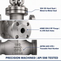 Katup Globe Berflens Baja Tahan Karat CF8 ANSI Kelas 150 3/4 Inci DN20 Dudukan Logam ASME B16.34 API 598 Manual Minyak OEM