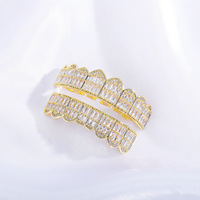 Grillz Hip Hop entièrement sertis de zircone cubique taille baguette, bijoux dentaires, accessoire buccal style punk pour rappeur, vente en gros