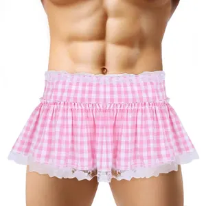 Minifalda de Cosplay de Anime para hombres y mujeres, ropa con volantes, encaje calado, Crossdressing, Micro Sissy