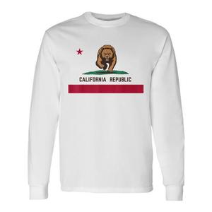 T-shirt à manches longues avec drapeau de la république de Californie, blanc, unisexe, col rond, promotionnel - Product Image 1