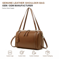 Sac à main en cuir pleine fleur lisse et structuré pour femme avec fermeture éclair et poignée supérieure, idéal pour les voyages et le travail