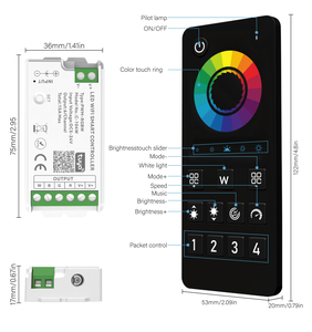 Công nghiệp-phong cách đa khu dải ánh sáng điều khiển 2.4 Gam RF từ xa + Wifi LED cho DC12-24V không dây hoạt động - Product Image 2