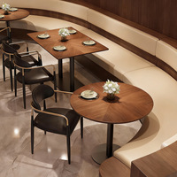Ensemble de meubles de restaurant moderne en bois blanc courbé en demi-cercle, table et chaises, banquette, pour café, hôtel 5 étoiles