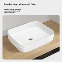Lavabo de salle de bain rectangulaire moderne de haute qualité, évier en céramique écologique pour hôtel, restaurant, usage de luxe