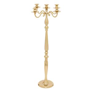 5-BURNER <b>CANDELABRA</b> IN POLISHED GOLD METAL 34.5X98CM - Product Image 1