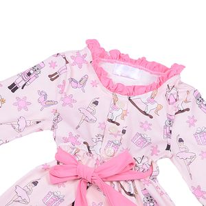 Vestido de Algodón de Bambú con Estampado Personalizado de Fábrica al por Mayor para Niñas, Vestido con Lazo en la Espalda, Estilo Otoñal, para Bebés y Niñas Pequeñas, Largo hasta la Rodilla, Corte en A - Product Image 2