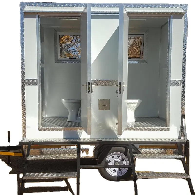 مراحيض متنقلة جاهزة جاهزة خارجية متنقلة مع عجلات مرحاض خارجي غرفة استحمام للتخييم شاحنة