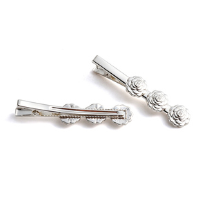 Women Luxury Delicate Silver Rose Metal Hair <b>Clip</b> Barrettes Wholesale, Metal Duckbill Hair <b>Clips</b> Bulk For Metal Craft - Product Image 2