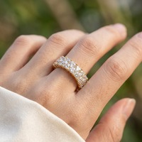Bague Éternité Moissanite Taille Cœur en Argent Sterling 925 Plaqué Or VVS, Bijou Fin pour Femme, Idéale pour Mariage