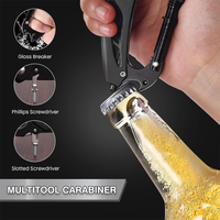 Couteau pliant multifonction 6 en 1 avec mousqueton, pour le camping en plein air, le sauvetage d'urgence, couteau de poche, manche en aluminium, randonnée, couteau multifonction
