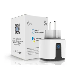 Tuya Smart Plug Wi-Fi розетка адаптер для розеток европейского стандарта на выходе 16A/20A с монитор контроля потребляемой мощности Функция синхронизации приложение Smart Life Управление работает с Amazon Alexa