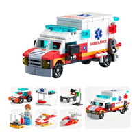 Ensemble de blocs de construction 6 en 1, petites pièces, briques d'assemblage DIY, ingénierie, pompiers, militaire, SWAT, ambulance, char, avion, voiture